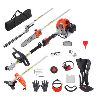 26CC 5-in-1 Multi-Functional Trimming Tools, Gas Hedge Trimmer, Weed Eater, String Trimmer, Edger, Pole Saw Chainsaw Pruner with Extension Pole
