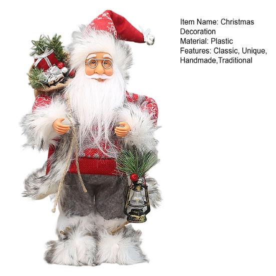 Santa Christmas Decoration 12-Inch Handcrafted Festive Figurine for Tree Mantel Classic Holiday Collectible Gifts Xmas Holiday Tabletop Decor