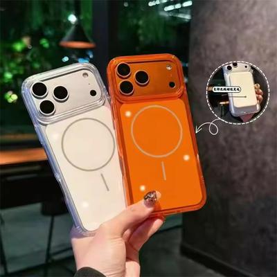 Coque Magnétique Transparente Macsafe pour Magsafe iPhone 17 Pro Max 17Pro 17Air iPhone17 ProMax iPhone Housse Orange Transparente Mag Safe