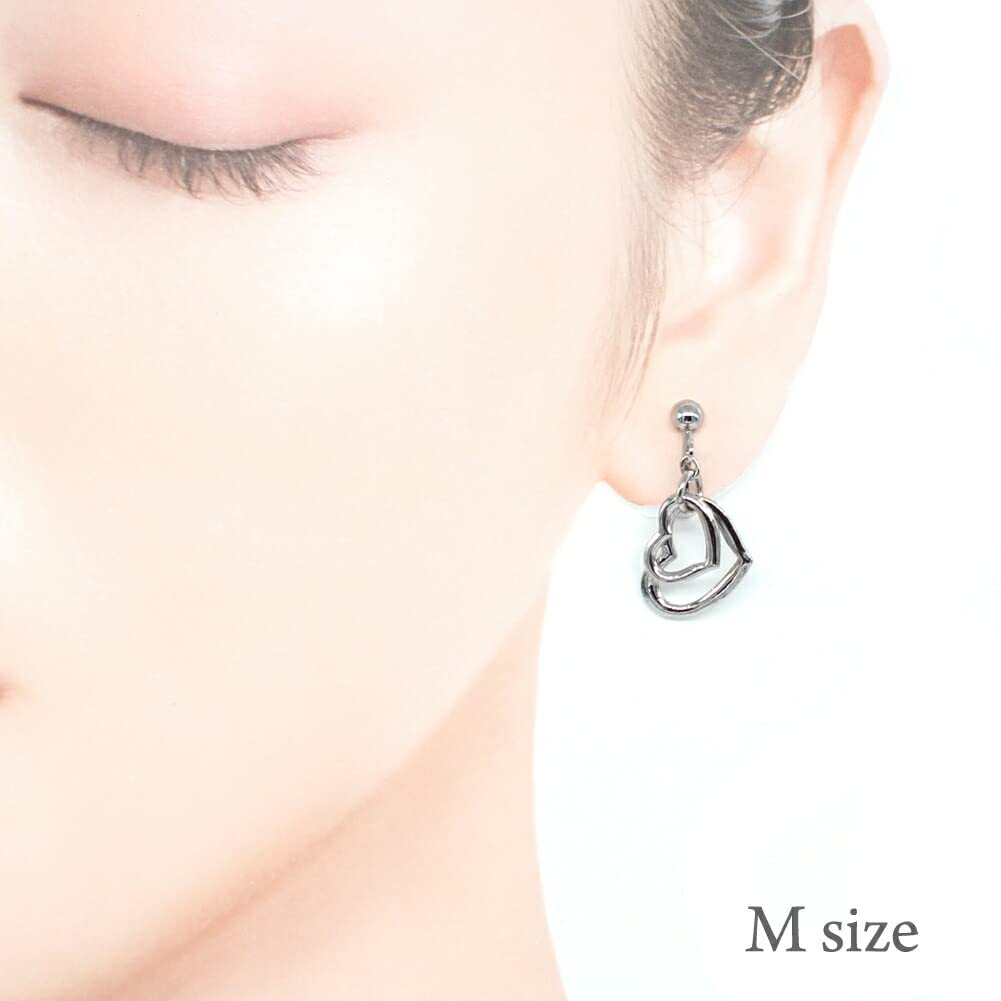Miwaki Earrings for Open Simple Made In M2405 Pink Gold Women, Heart, Accessories, Japan, Hypoallergenic, Screw-on, M,