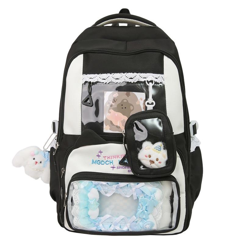 Color Block Student Schoolbag Children's Large Capacity Backpacks with Coin Purse