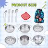 Kitchen Pretend Play Toys Playset Pots and Pans Mini Stainless Steel Cooking Utensils