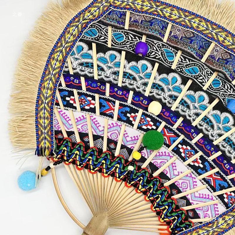 Zhuang Brocade Bamboo Fan Material Kit - Intangible Cultural Heritage Round Fan for Kindergarten