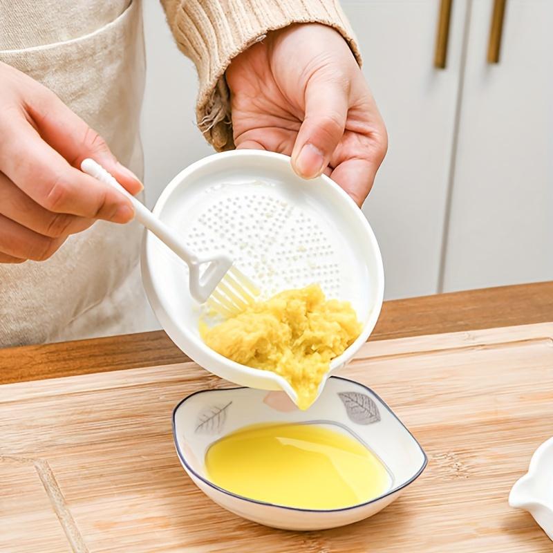 1 Pc White Ceramic Garlic and Ginger Grater Plate for Potato Mash, Vegetable and Fruit Puree, Manual Grinding Dish
