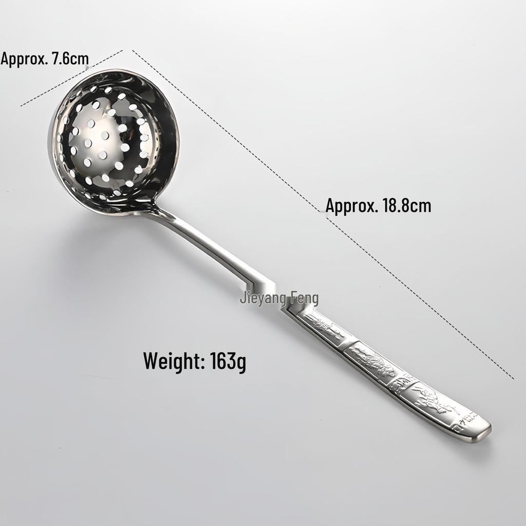 304 Stainless Steel Hammered Texture Soup Ladle - Long Handle for Hotel or Home Use