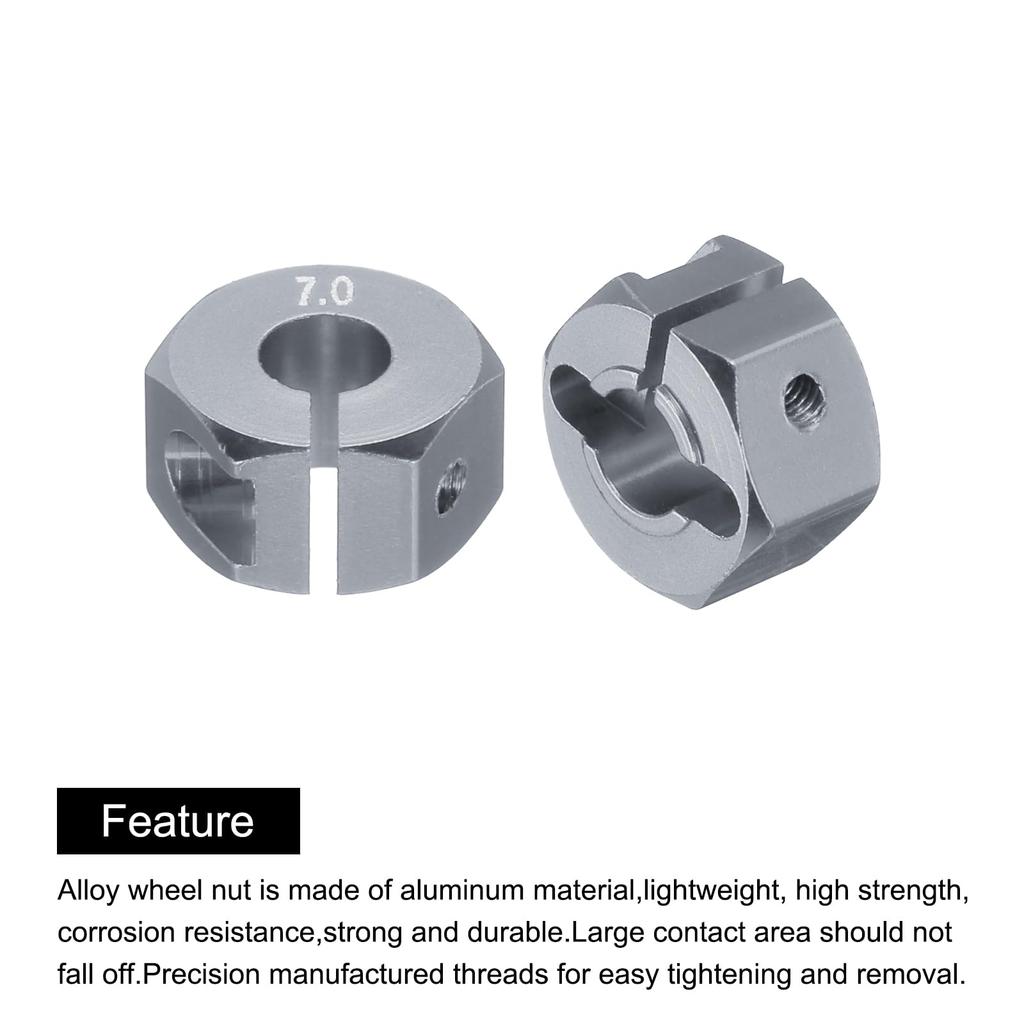uxcell Titanium Wheel Hex Hub Drive Adapter with Screws and Pins for RC Car Upgrade Replacement Parts, Aluminum Alloy, 12mm Thick, 7mm Thick, 4 Pieces