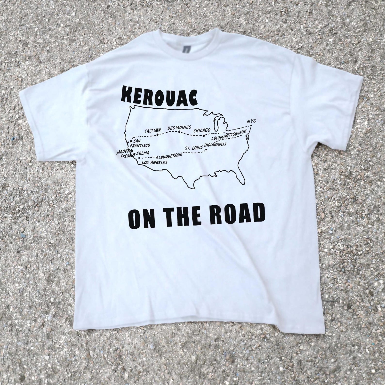Kerouac On The Road heavy cotton Tee, Beat Generation Shirt, Unisex Cotton T-Shirt, Literary Gift, Travel Graphic Top, Vintage travel shirt 3XL