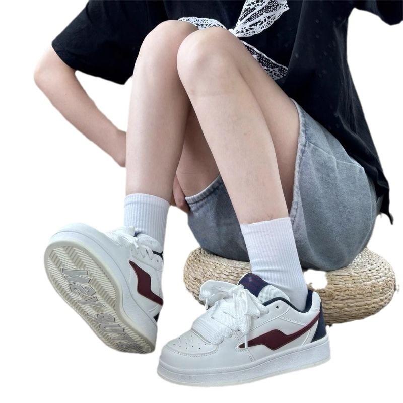 Zhao Ruth retro burgundy platform bread shoes women's tide summer versatile casual board shoes women