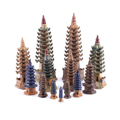 Sechseckige Pagode Keramikornament für Aquarien und Bonsai-Sandtische