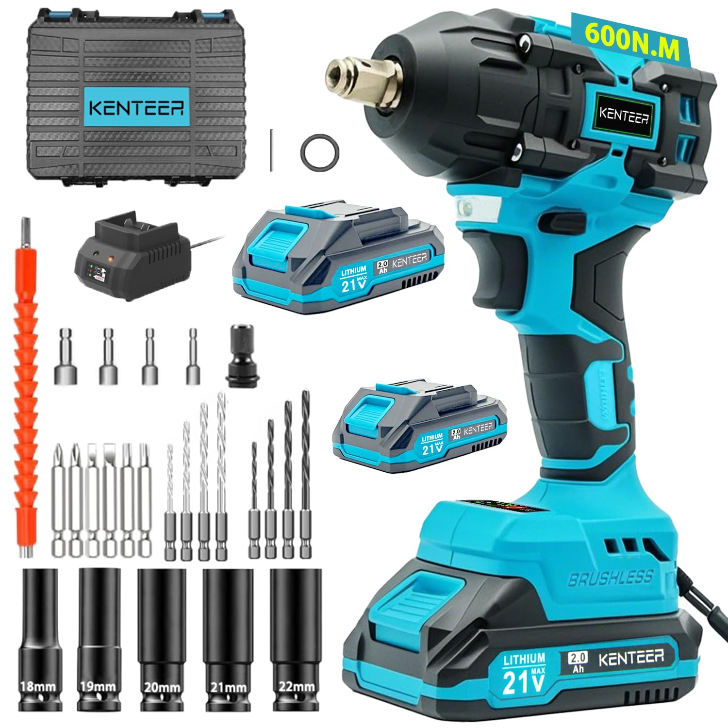 

Акумуляторний електричний ударний гайковерт 21 В 600 Нм безщітковий професійного класу для заміни шин та автомобілів 25 головок безступінчасте регулювання 3 перевантаження