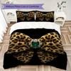 Leopard Print Bow Pattern Bedding uilt Set uilt Cover Pillowcase Home Decoration Birthday Gift (1 * duvet cover + 2 * pillowcase  without core)16