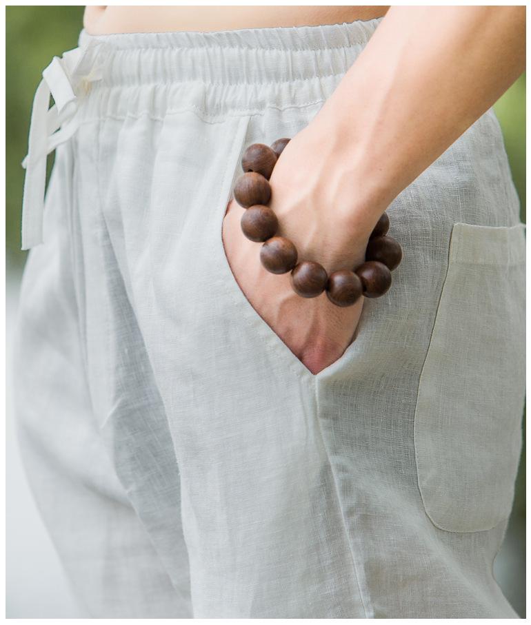 Men's Retro Chinese Style Linen Summer Trousers - Loose, Thin, Straight Casual Pants.