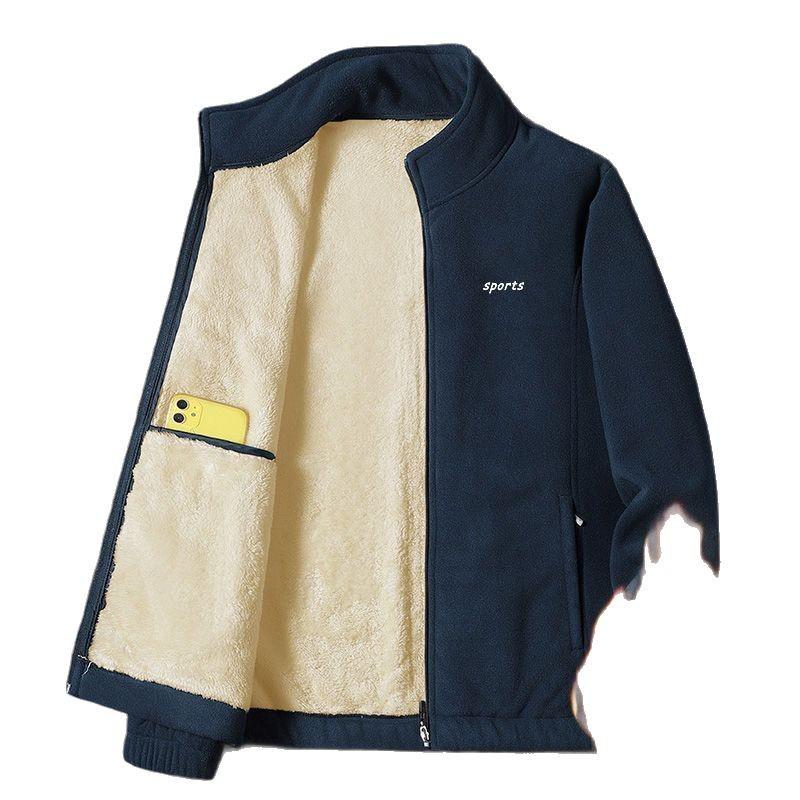 2024 Dad's Fleece-Lined Winter Jacket: Warm, Thick Stand-up Collar Coat for Middle-Aged and Elderly Men