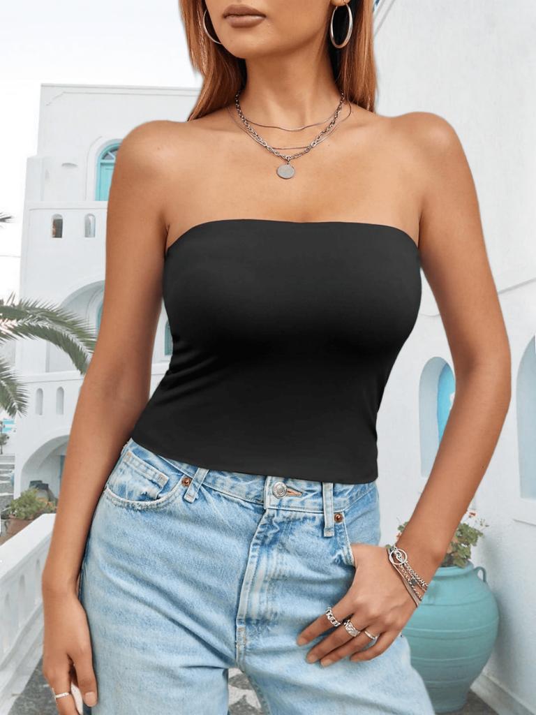 Women's Strapless Tube Top Stretchy Y2K Clubwear Basic Cami
