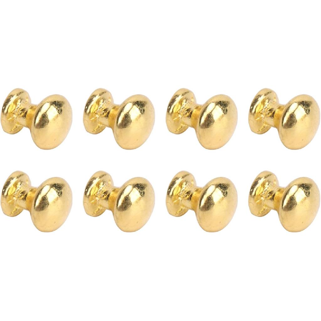 JTLB 8pcs 1:12 Scale Miniature Round Head Pull Handle Metal Simple Dollhouse Door Handle Knobs (Golden)
