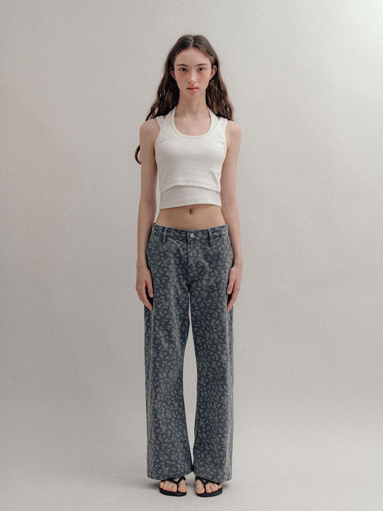 VISUS Flower Cotton Pants_Charcoal