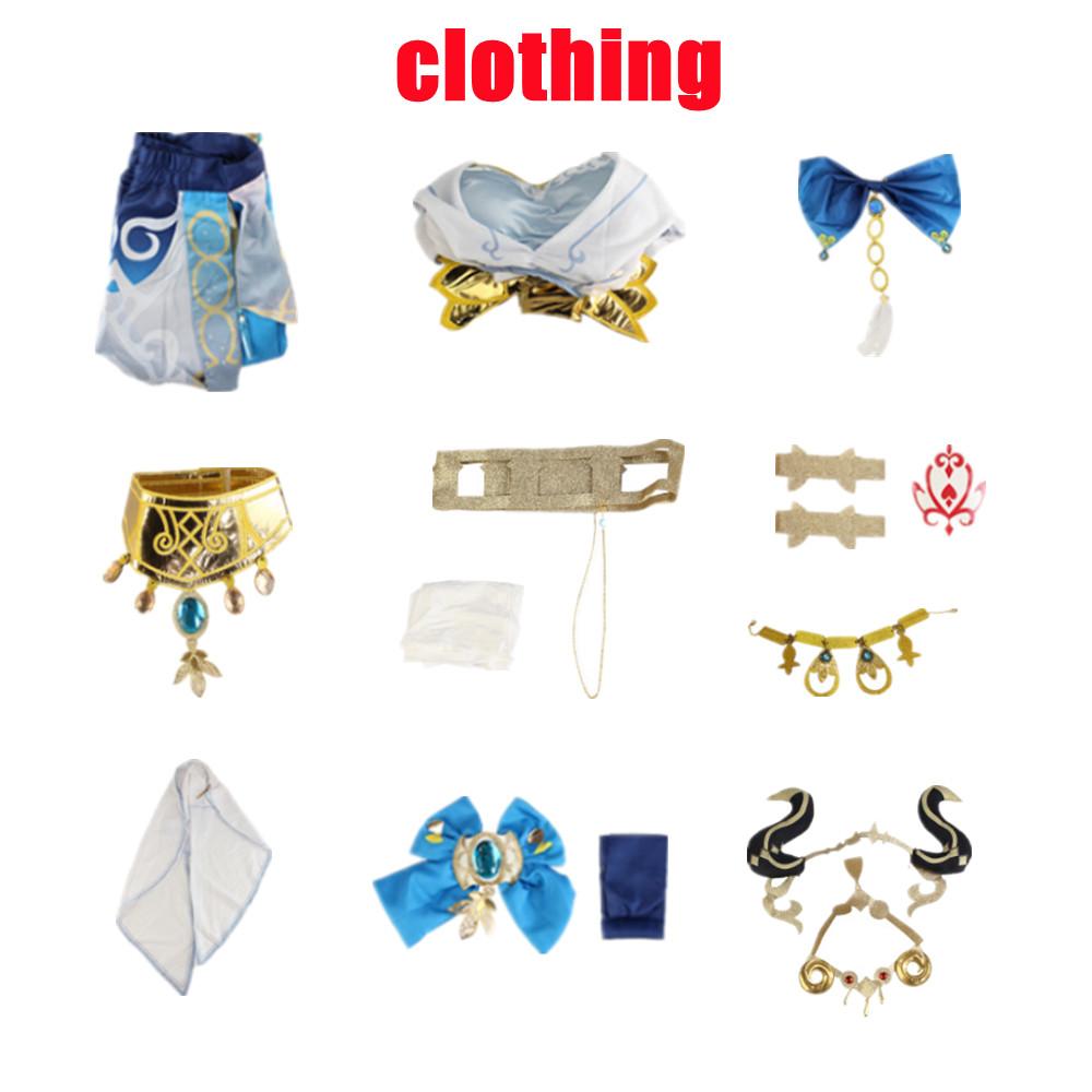 Kostým Nilou Sumeru Hydro Cosplay Kompletní sada Oblečení s tetováním na pokrývky hlavy pro Halloweenské oblečení Comic Anime