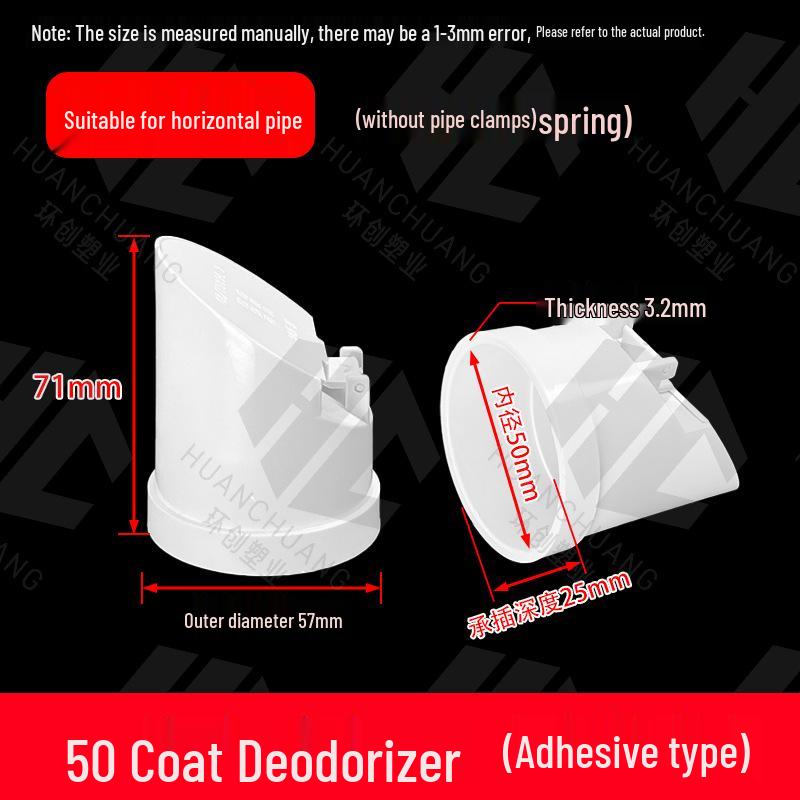 PVC Self-Closing Odor Trap Pipe, Insect & Rodent Proof, Fits 50/75/110mm Septic Tank Sewage Outlets