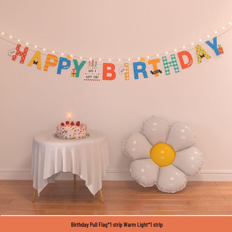 Birthday Pom Pom Bunting Set for Kids - First Party Decor & Photo Props