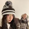 Winter new Fair Island wind jacquard knitted wool hat children show small face thickened warm ear protector cold hat