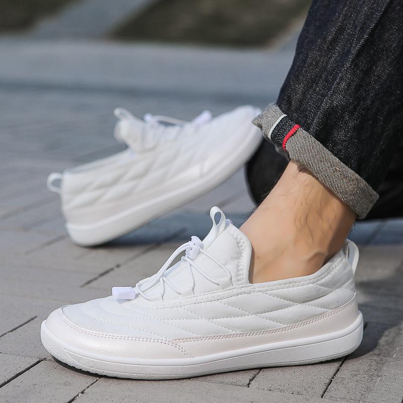 Size 50 Plus Size Winter Casual Couples' Fleece-lined Cotton Shoes - Warm, Thick, Lightweight, Non-slip Snow Slippers.