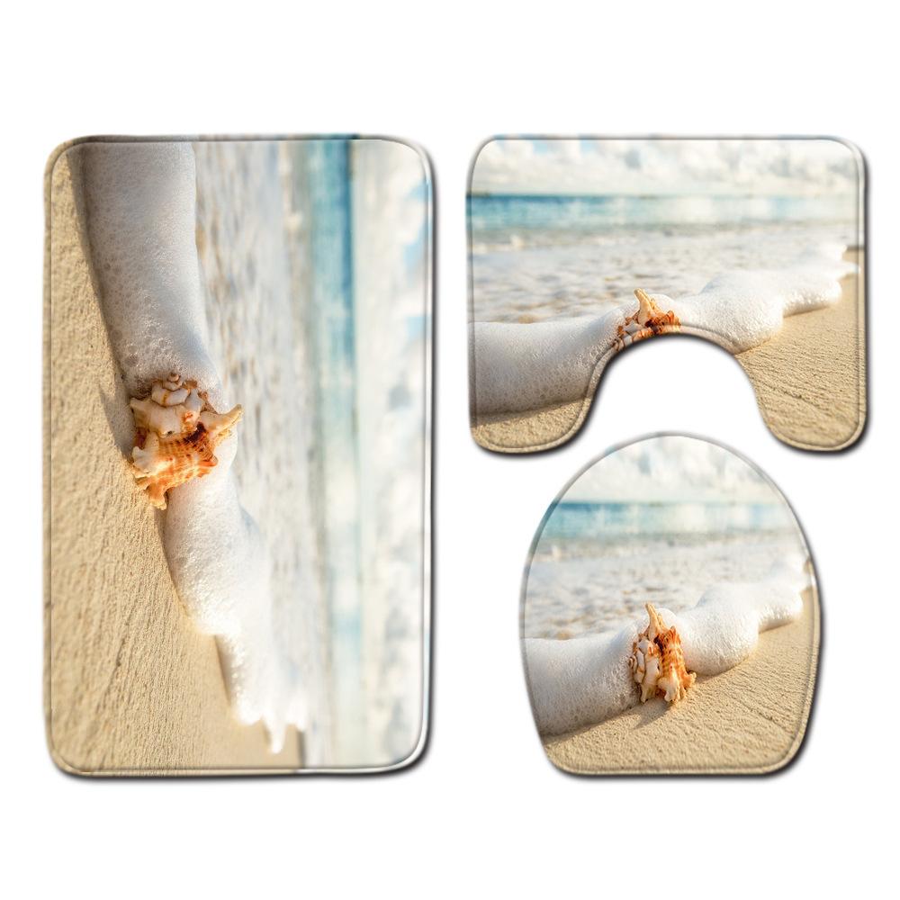 Shell Bathroom Floor Mat Toilet Three-Piece Set