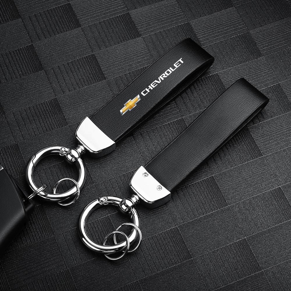 3D Metal Leather Logo Emblem Car Key Chain Keyring for Chevrolet Cruze Lacetti Sonic Spark Sail Aveo Cobalt Captiva Trax Malibu