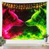 Blue Pink Wolf Tapestries Universe Galaxy Tapestry Cartoon Animal Wall Hanging Art Bedroom Aesthetic Funny Tapestries For Men