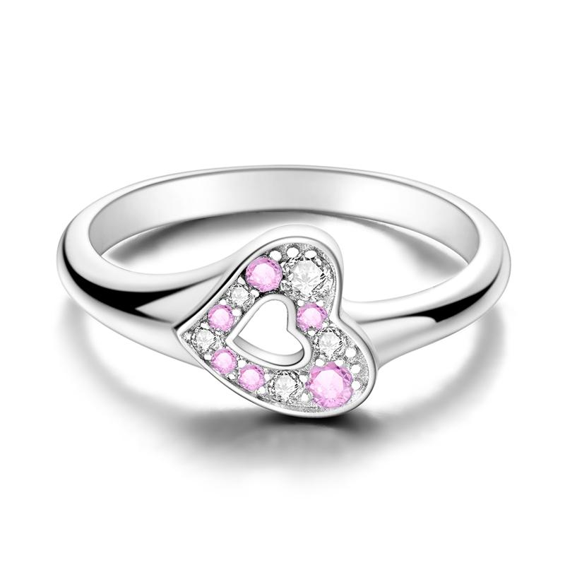 New Design 925 Silver Infinite Pink Zircon Love Heart Shape Ring Finger Rings For Women High Quality Wedding Jewelry Gift