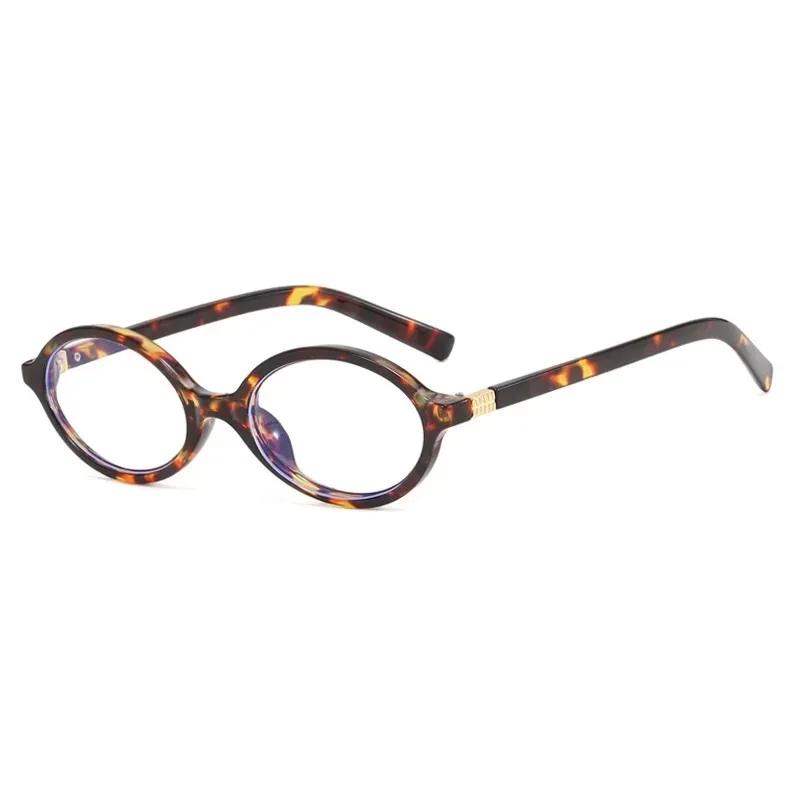 Sexy Small Oval Leopard Sunglasses Women Lovely Ins No Makeup Plain Glasses Frame Men Eyewear Cute Decorative Computer Glasses