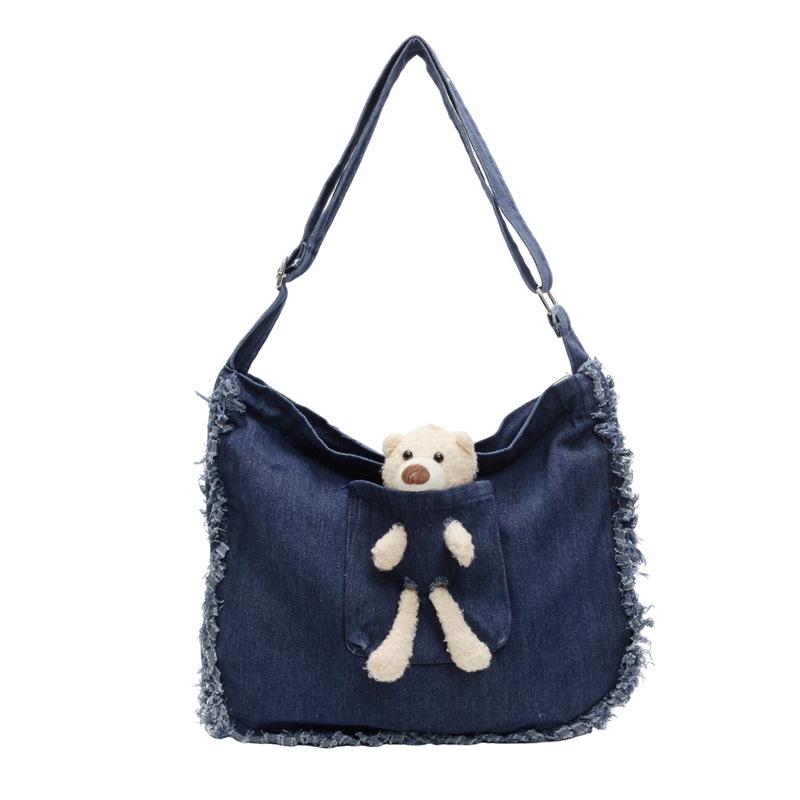 Джинсовая сумка через плечо для женщин, холщовая сумка кроссбоди, кошелек большой вместимости, сумка-хобо, сумка-тоут, джинсовая сумка-сатчел, кошельки для женщин, легкая, мягкая сумка через плечо темно-синий