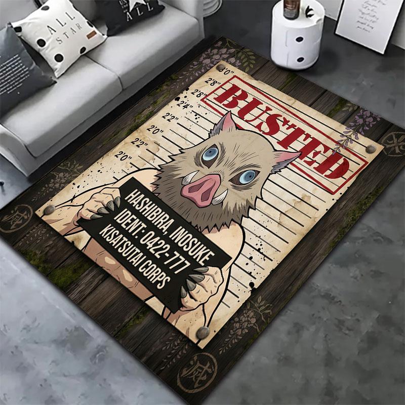 Tappeto Demon Slayer per Soggiorno Camera da Letto Casa Decorazione Divano Gioco Bambini Tappetino Antiscivolo per Pavimento