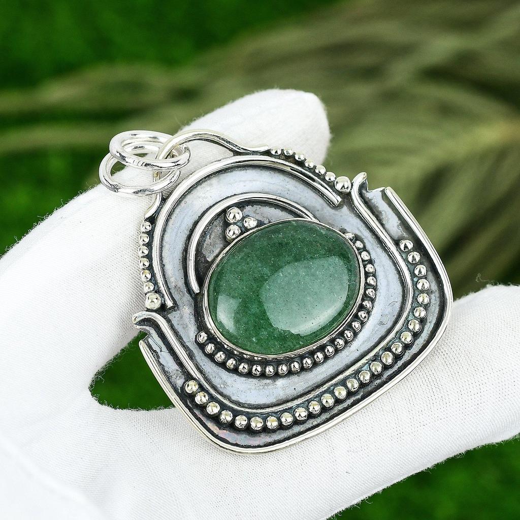 Friendship Day Sale Sterling Silver Natural Green Aventurine Sister New Pendant