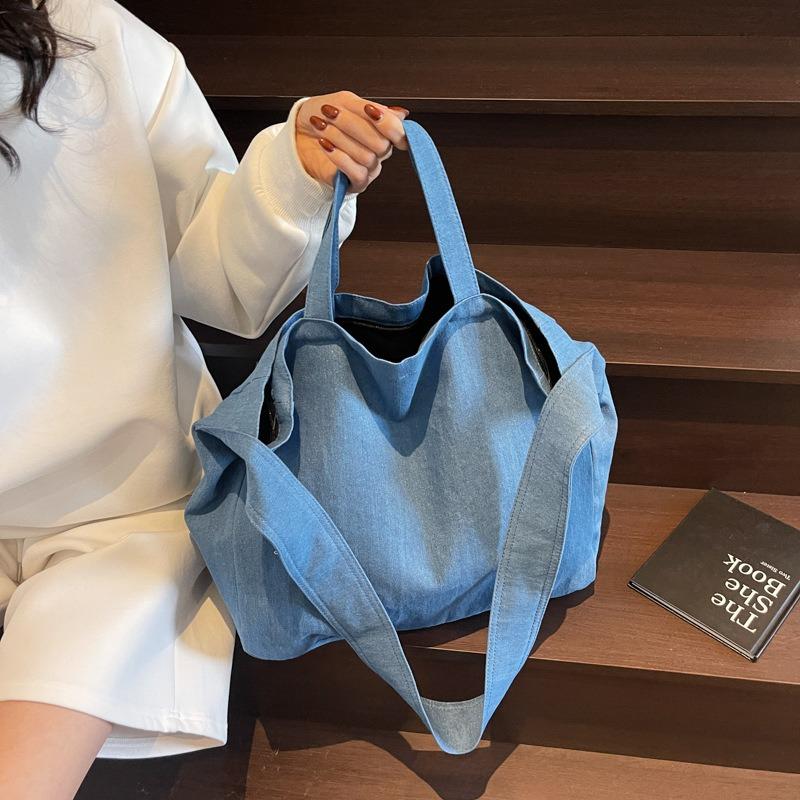 Large capacity canvas tote bag literary shoulder bag simple messenger bag