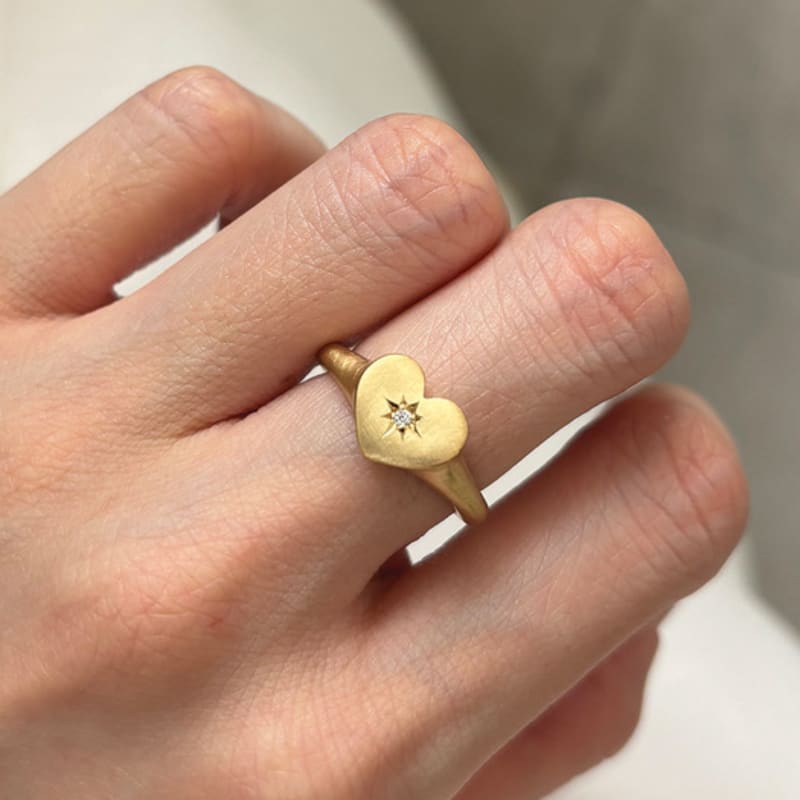 eveningbell [silver925] birthstone Love crest ring (matte/2 colors)