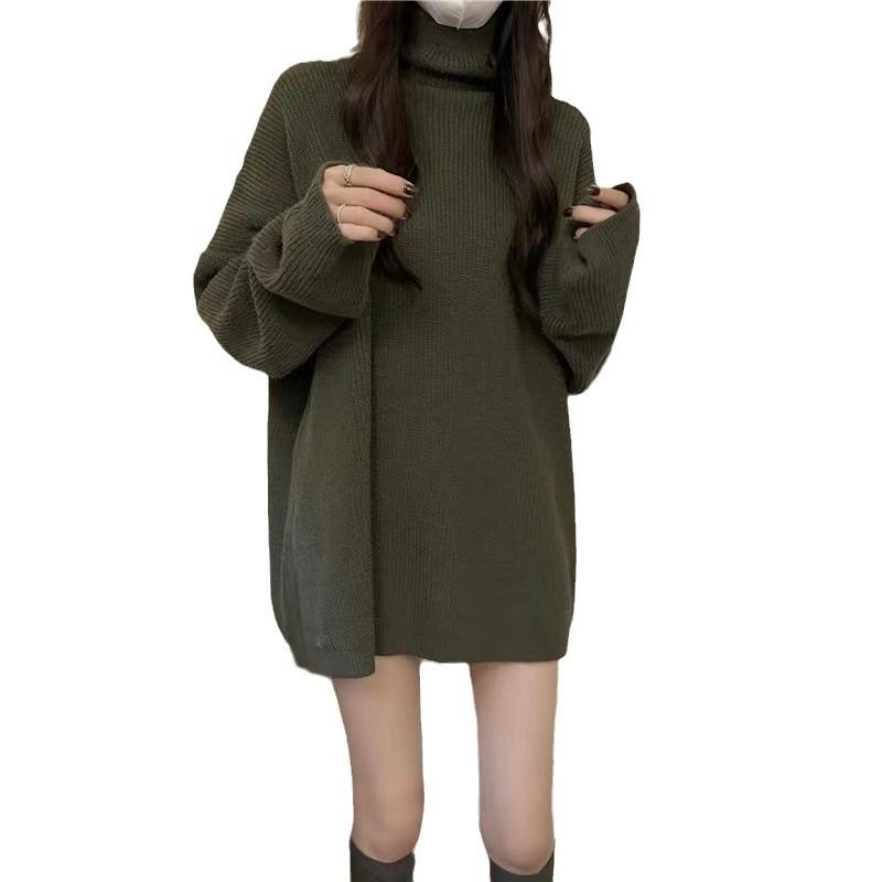 Fashion, Simple and Loose Bottoming Knitted Sweater, Top, Foreign Style, Retro Lazy Style Turtleneck Sweater Women's