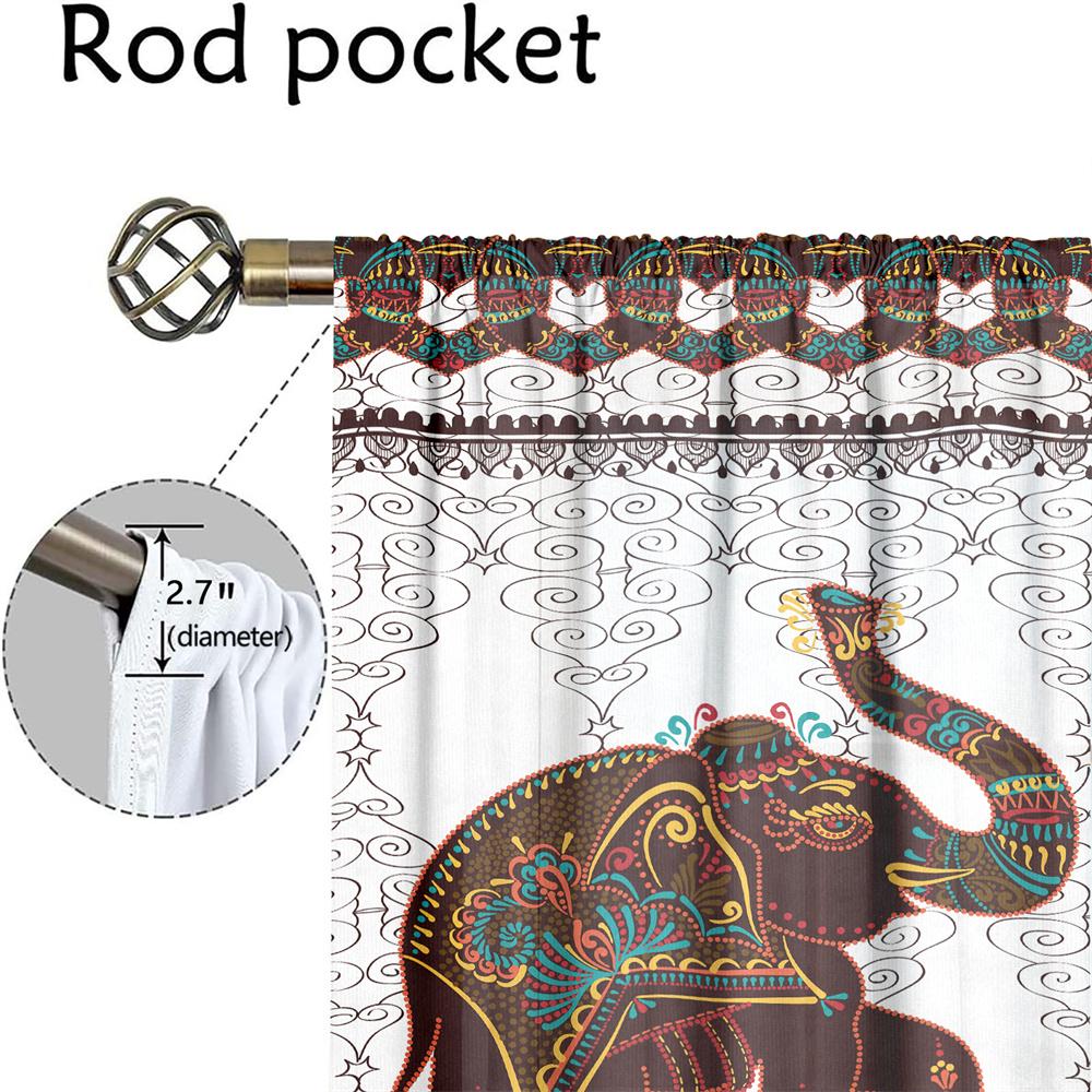 2 Pcs Mandala Elephant Curtains Ethnic Pattern Living Room Bedroom Sun Shade Decorative Curtains Bohemian Style Curtains
