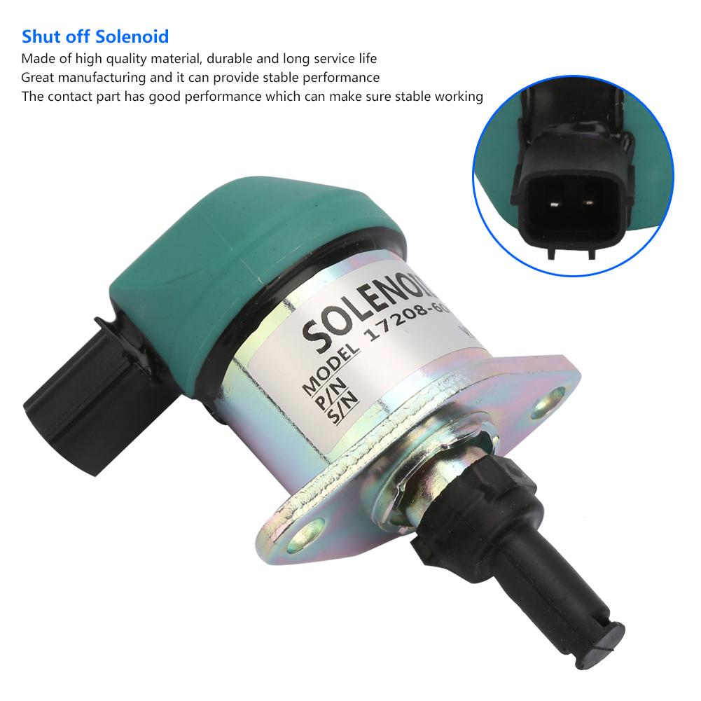 12V Engine Shut Off Solenoid Replacement Kit Fit for Kubota Excavator 1720860016