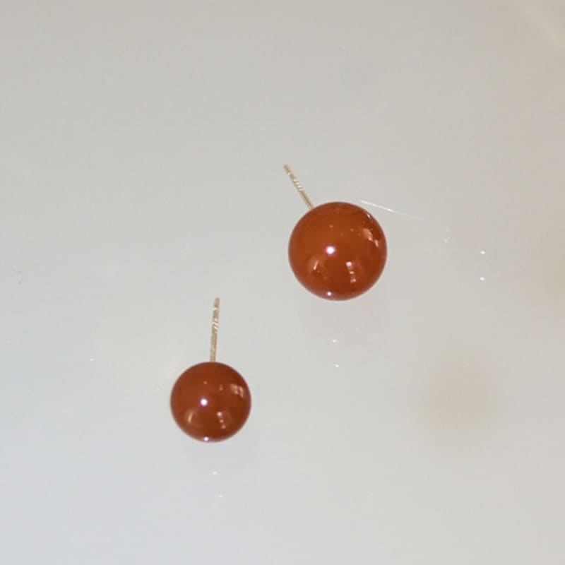 

modernlike 14k gold jade stone earrings Yellow Gold