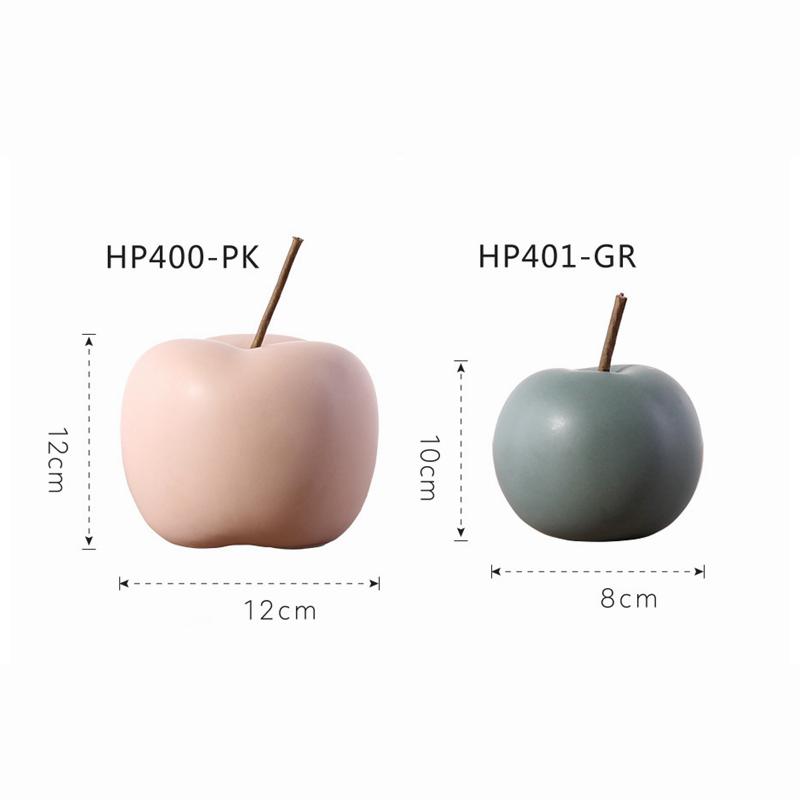2-piece Ceramic Apple Figurine Home Decor Fruit Centerpiece Colorful Apple Pomme Ornaments Sweet Gift for Wedding