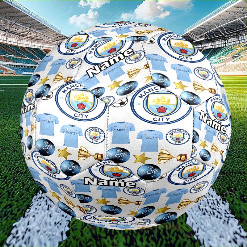 Individueller Name Personalisierter Manchester City FC-A Druck Größe 5 Fußball Training & Spiel Fußball, für Team, Kicken, Geschenk für Fußball-Enthusiasten