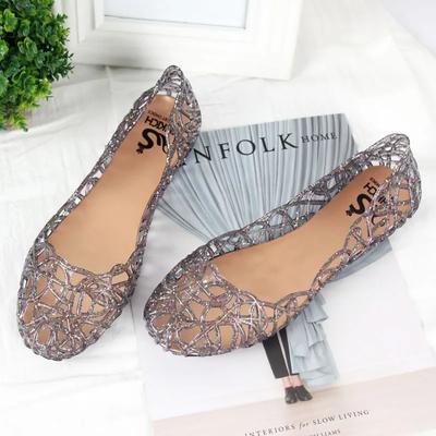 Moda Bayan Sandaletler Payetli Düz Bayan Sandaletler Bayan Plaj Jöle Ayakkabıları Kadın Ayakkabıları Sandalias De Mujer Şeffaf Düz Sandaletler