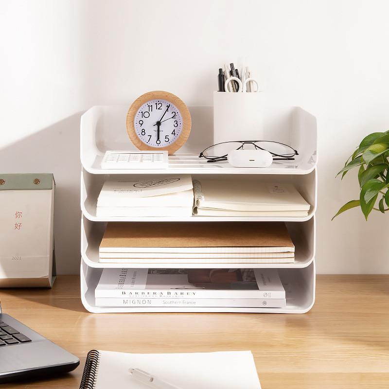 Plastic Desktop Storage Box With Stackable Design For Office And Study Organization