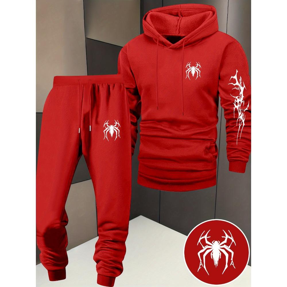 Spinnenmuster, Herren Kapuzenpullover mit langen Ärmeln Zweiteiliges Set, Lässiger Hoodie, Essentiell für Minimalistische Streetwear-Trends