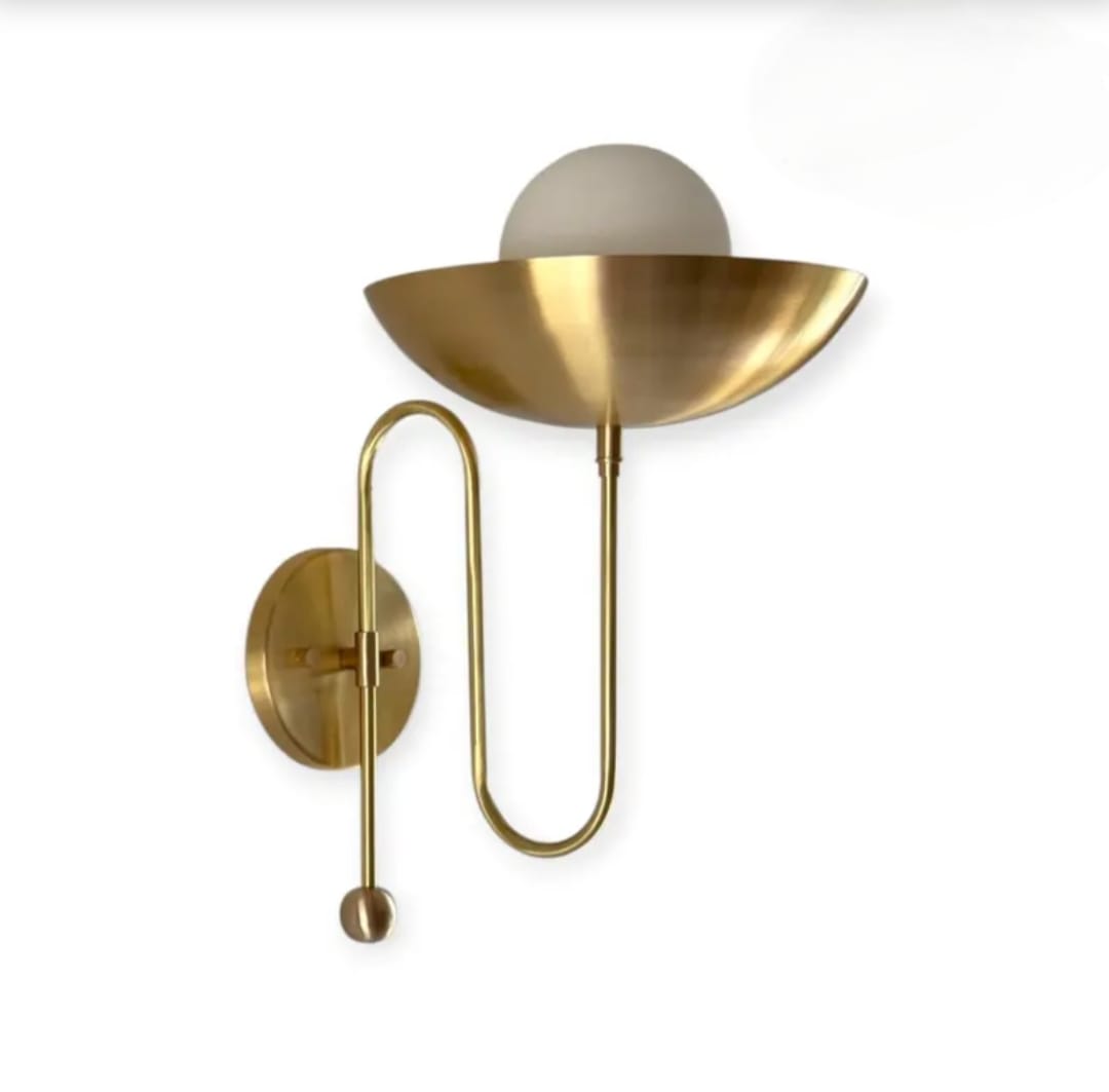 

Сучасний латунний настінний бра в стилі середини століття, настінний світильник-глобус, предмет домашнього декору, приліжкова бра-лампа, абажур з матового скла ручної роботи, світильник для туалетного столика золотистий