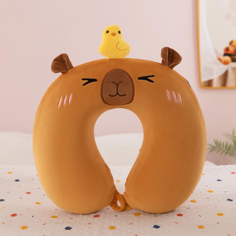 

Оранжевая капибара U-образная подушка для шеи для путешествий и дневного сна в офисе - Портативная и удобная 28*30 cm