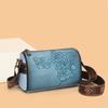 Vintage PU Leather Women Cylinder Crossbody Bag Butterfly Floral Embossed Shoulder Bag Wide Strap Retro Ladies Small Handbag for Daily Shopping