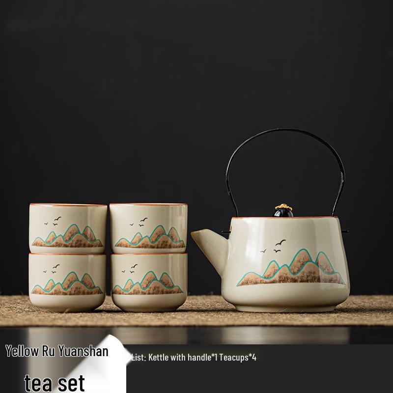 Traditional Ceramic Overhead Handle Teapot Set