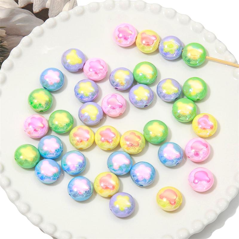 Akrylové pokovené barevné makaróny Vícebarevné krémové korálky s medvídky pro DIY Náhrdelník Náramek Náušnice Výroba šperků