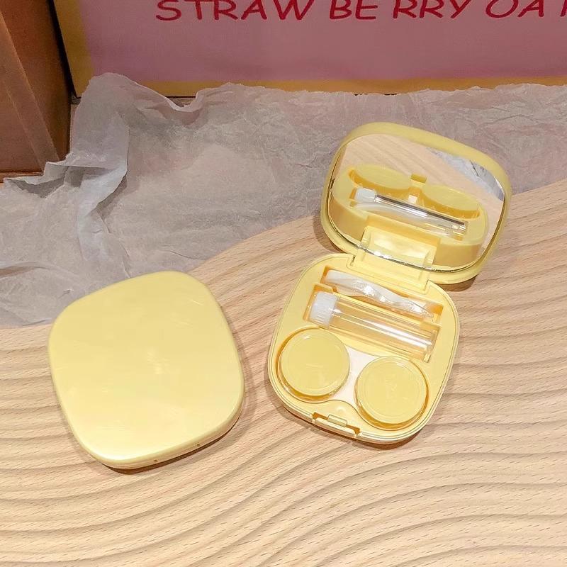 

Macaron Girl Student Contact Lens Case with Mirror - Portable, Simple Storage Box